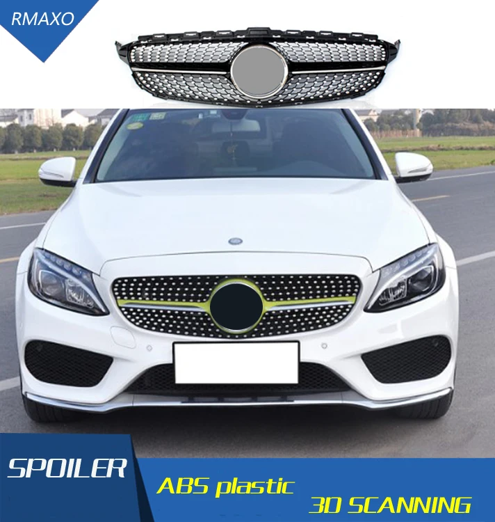 Для Mercedes W205 Алмазная Стильная передняя гоночная решетка-гриль для Benz W205 c-класс C180 C200 C220 C260 C300 решетка-гриль 20015