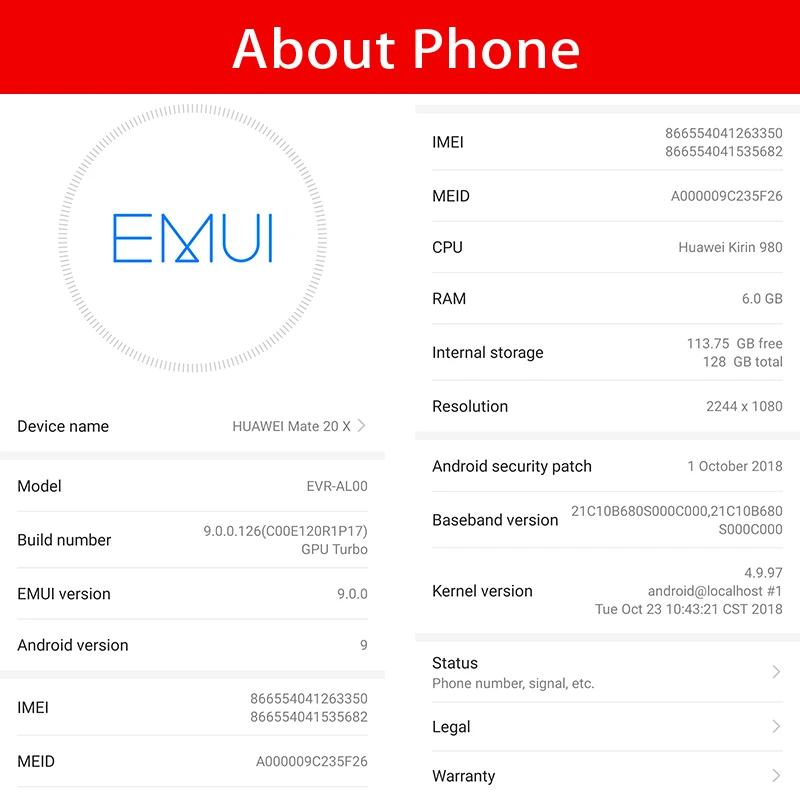 Huawei mate 20X4G смартфон 7 2 &quotполный экран 2244x1080 Kirin 980 Восьмиядерный Android 9 5000 mAh 4 камеры