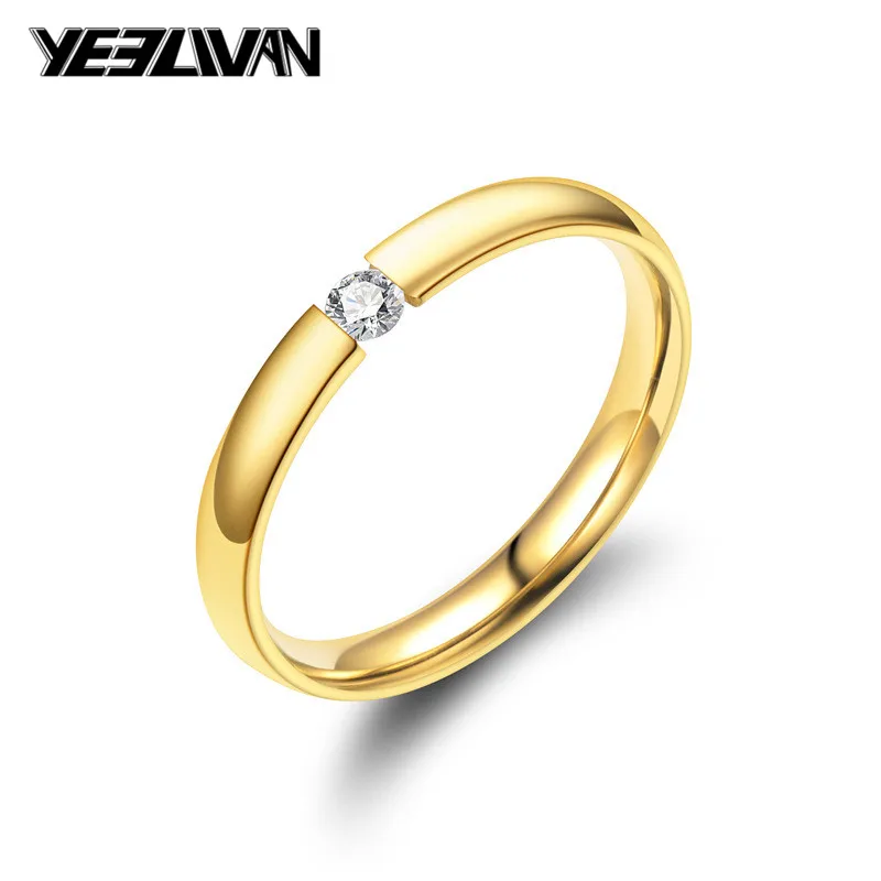 Женские свадебные кольца с кристаллами 3 мм 4 вида из нержавеющей стали|Кольца для