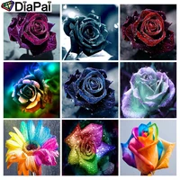 diapai 5d diy diamond painting full squareround drill colored rose flower 3d embroidery cross stitch 5d decor gift