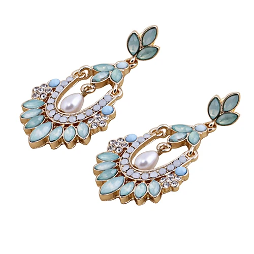 Women Flower Chandelier Earrings Acrylic Rhinestone Faux Pearl Ear dangle Jewelry new | Украшения и аксессуары