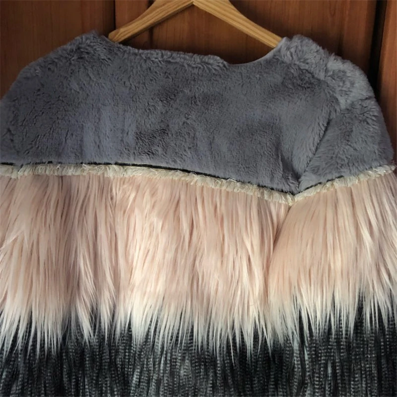 

Temperament Imitation Fur Coat Female 2019 Autumn And Winter Fashion New Washed Wool Stitching Long-Sleeved Fur Coat H00225