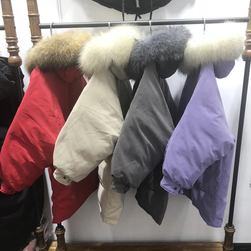 Большой натуральный мех енота 2018 зимняя куртка женская длинная пуховая парка с