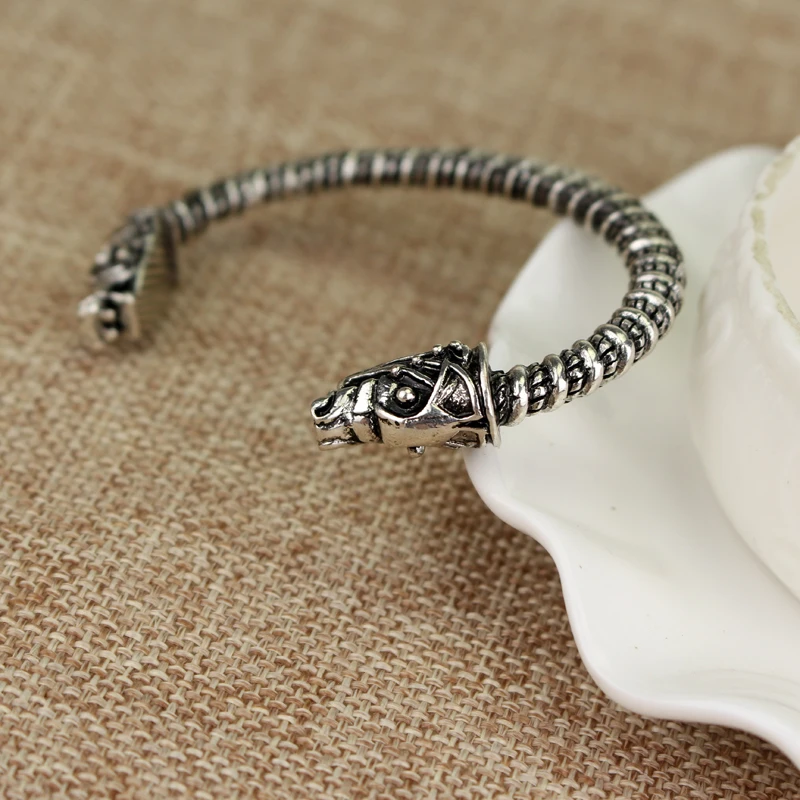 Новый дизайн браслет двуглавый волк Фенрир знак викингов ювелирный мужской для