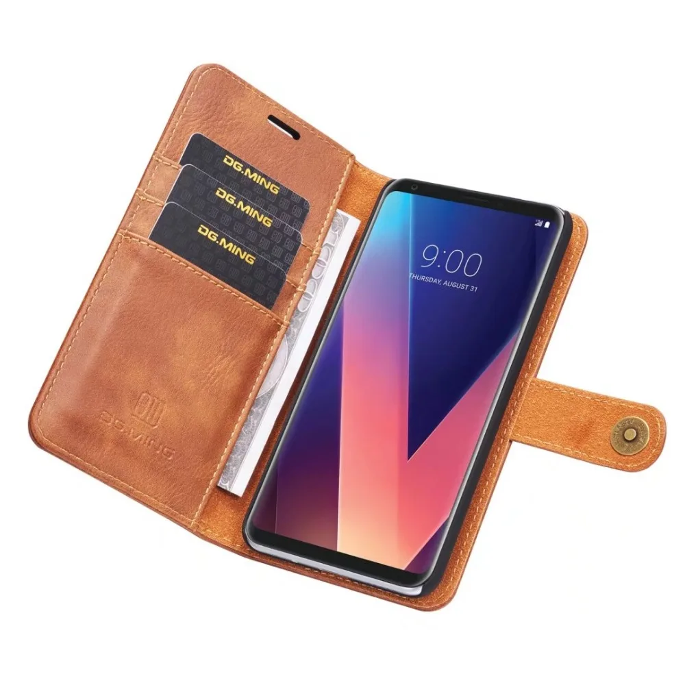 DG. MING Роскошный чехол из натуральной кожи для LG V30 откидной Магнитный кошелек