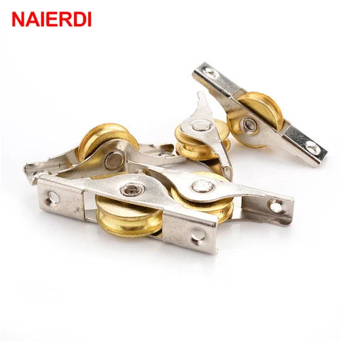 4pcs Naierdi Roller Roller Gabinete de cobre Runners de rueda de la rueda para el armario Hardware de muebles de ventana