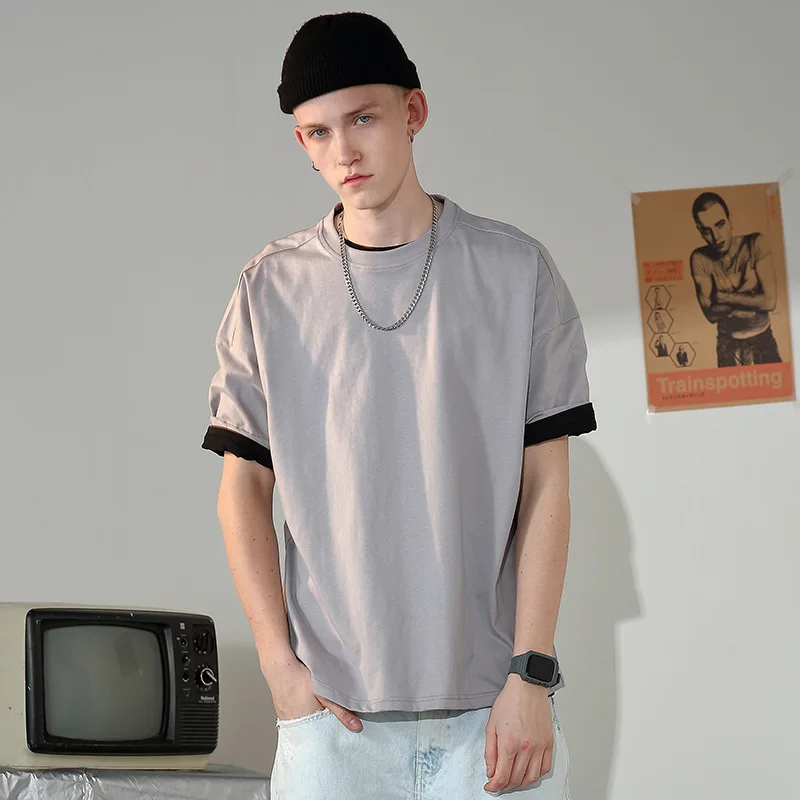 Футболка с коротким рукавом мужская летняя новая футболка Топ круглым вырезом и