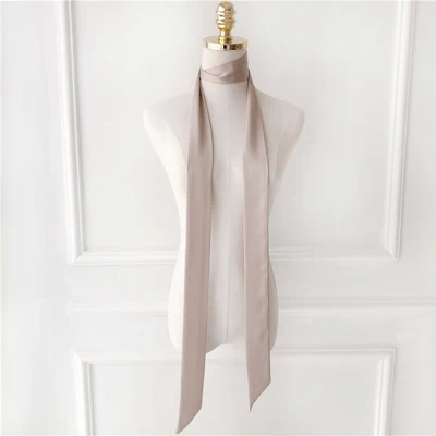 dark khaki Luna& Dolphin, женский длинный шарф, 200*5 см, сплошной цвет, шифон, шелковые шарфы, резина, красный галстук, шарфы, черная повязка на голову, сумка, лента, чокер - Цвет: dark khaki