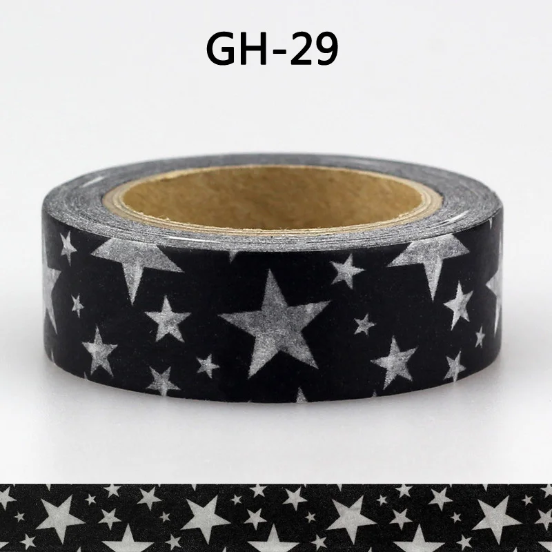 

1X 15mm Tape Black White set Dot,Flower,Star Print Scrapbooking DIY Sticker Decorative Masking Japanese Washi Tape Paper Lot 10m
