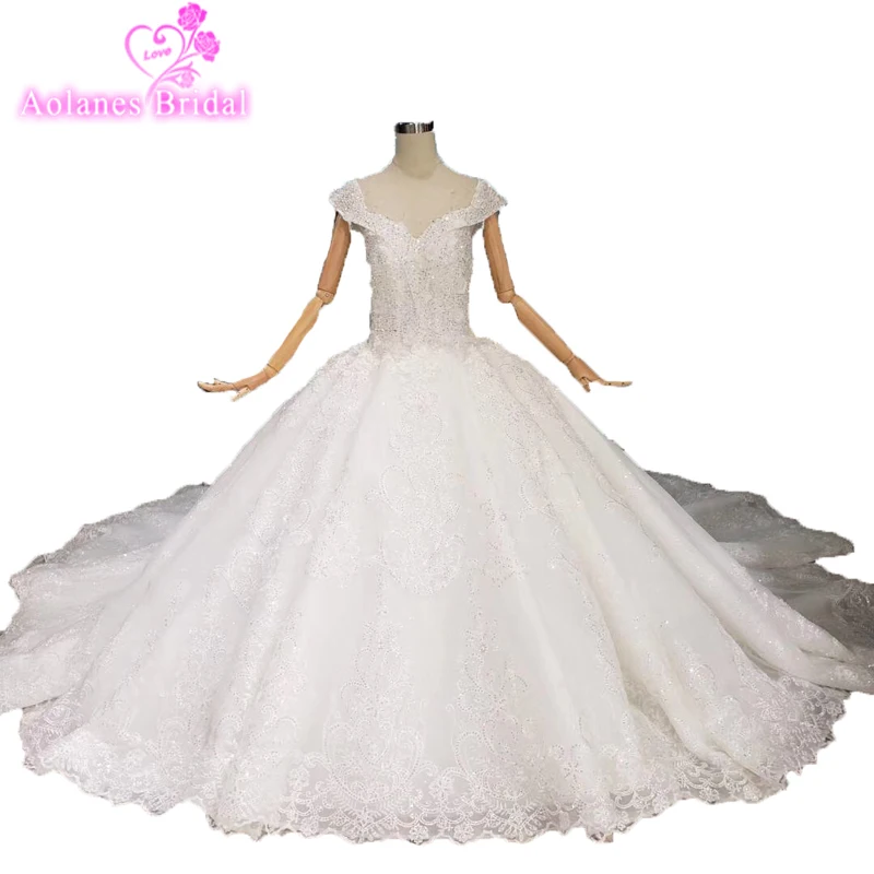 Роскошное кружевное свадебное платье с аппликацией платья для принцессы