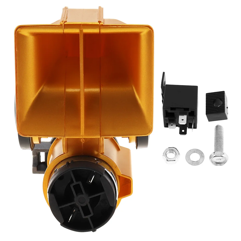 12V 139dB автомобильный клаксон Улитка Компактный двойной воздушный рожок многотональный и клаксон: Лак золота для передних и задних фонарей мотоцикл яхты внедорожник