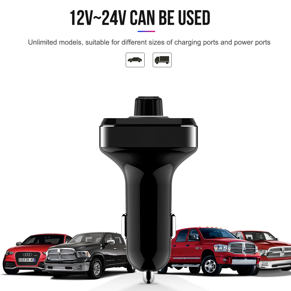 Vehemo 3.1A type-C Bluetooth автомобильный комплект MP3 Mic автомобильный для fm-излучателя двойной USB универсальный стерео с флеш-картой памяти TF