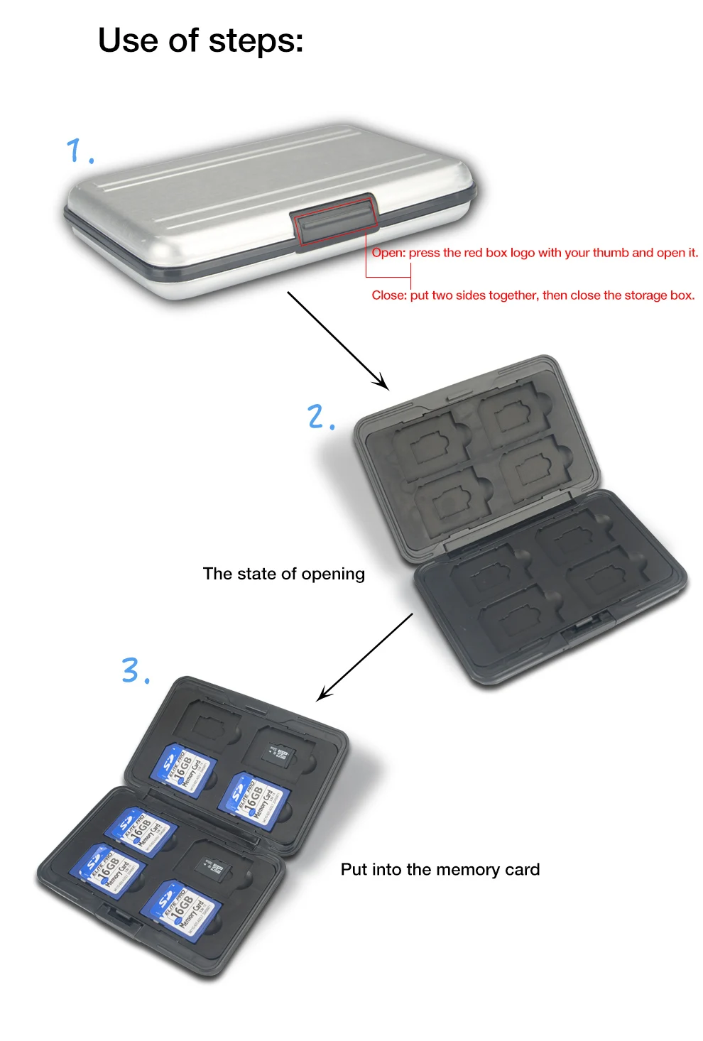 KingMa Серебристый Портативный алюминиевый корпус 16 слотов(8+ 8) для Micro SD и для sd-карт держатель для карт памяти чехол для карт памяти 10,3*7,4*1,7 см