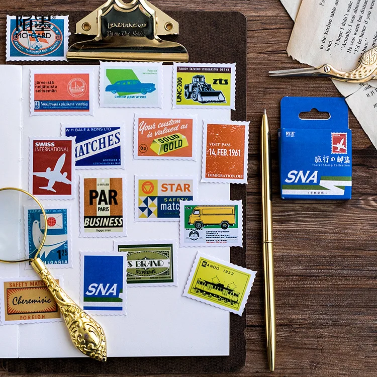 

45 Pcs/Pack Retro Travel Stamp Series Paper Sticker Decoration DIY Handbook Sticker Diary Album Stick Label