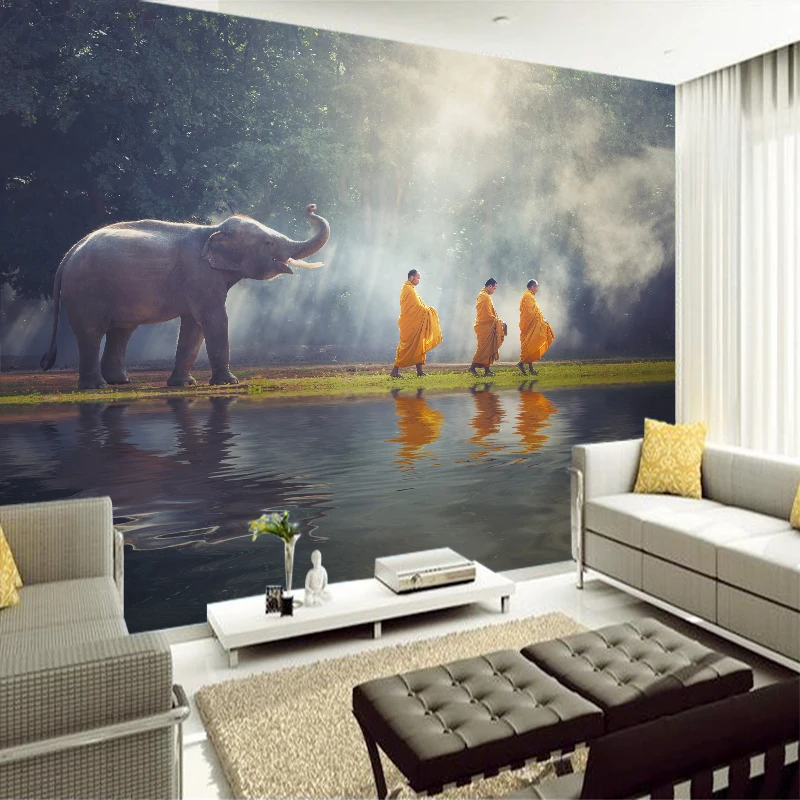 Креативные обои с животными слон художественная роспись съемный виниловый