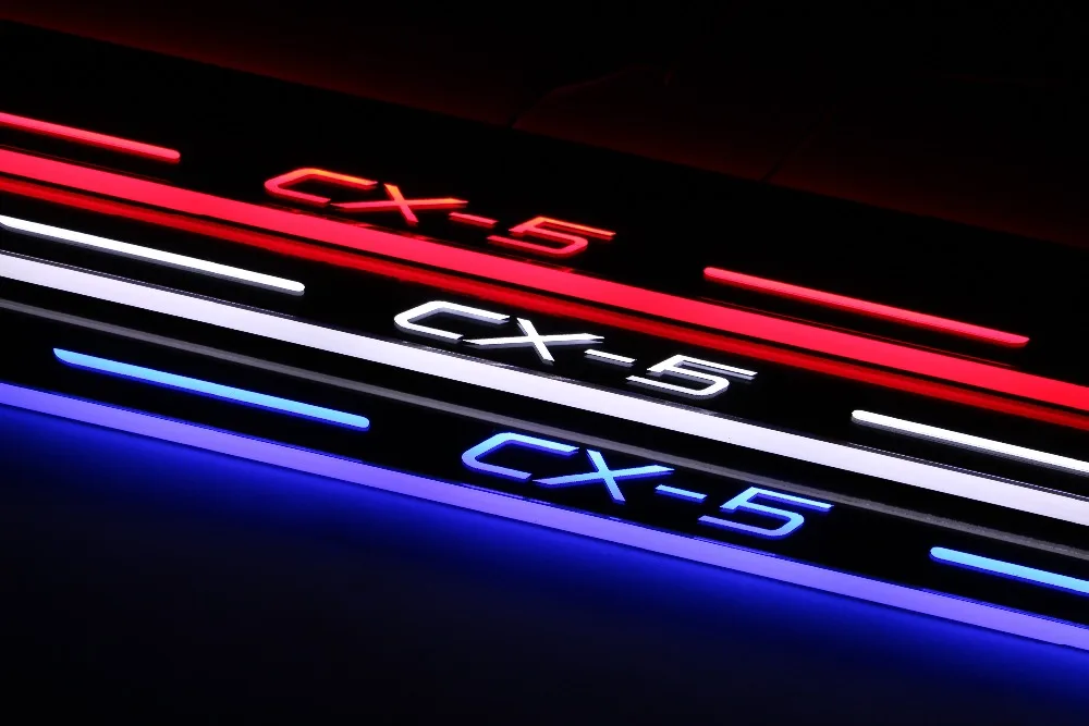 

WOOBEST Waterproof Ultrathin Acrylic LED back door sill for mazda cx-5 2013-15, Led moving door scuff plate, Pathway light