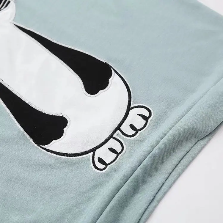 Лето-осень 2017 футболка с вышитым котом из мультфильма женские Забавные милые