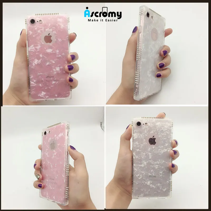 Ascromy для IPhone X Case Роскошные прозрачные ультра тонкие блестящие милые