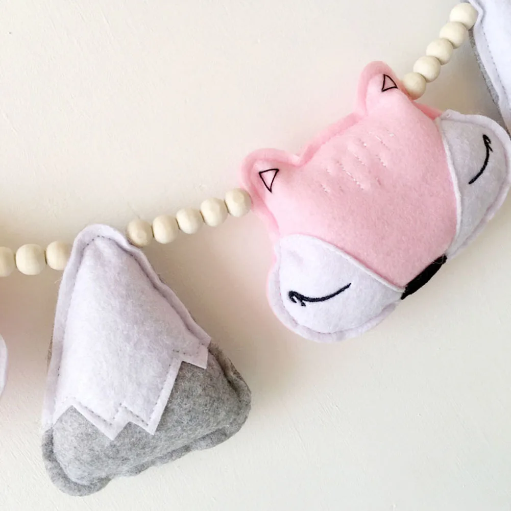 45 # Забавный Милый Лисий деревянный бисер веревка для детской комнаты настенное