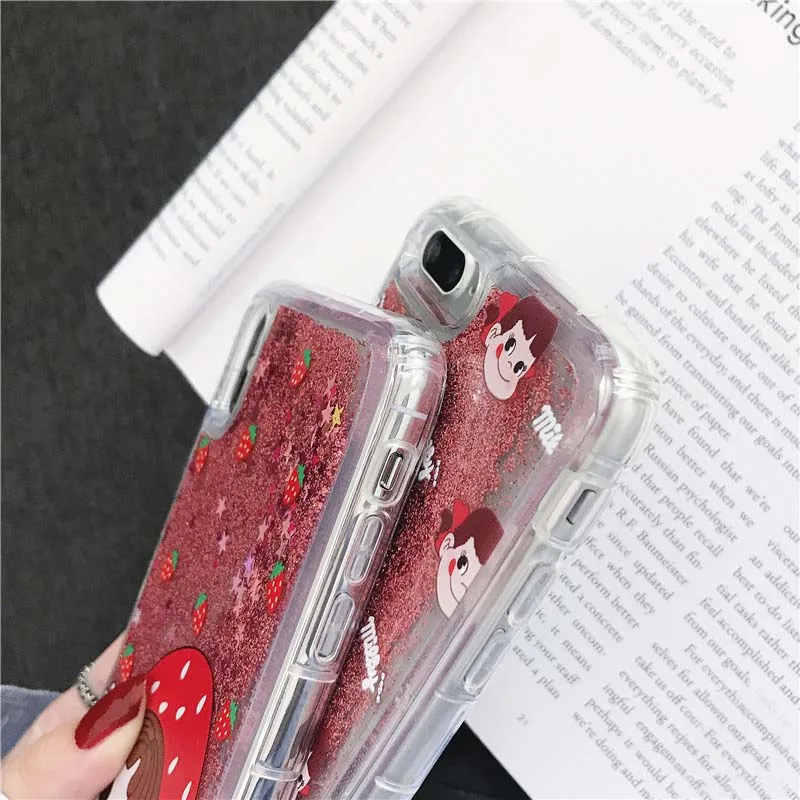 JIBAN Korea Cute Cartoon Phone Case for IPhone 8Plus Fashion Liquid Quicksand Soft Back Cover Iphone XS MAX/XR 6 6s 6plus 7 |