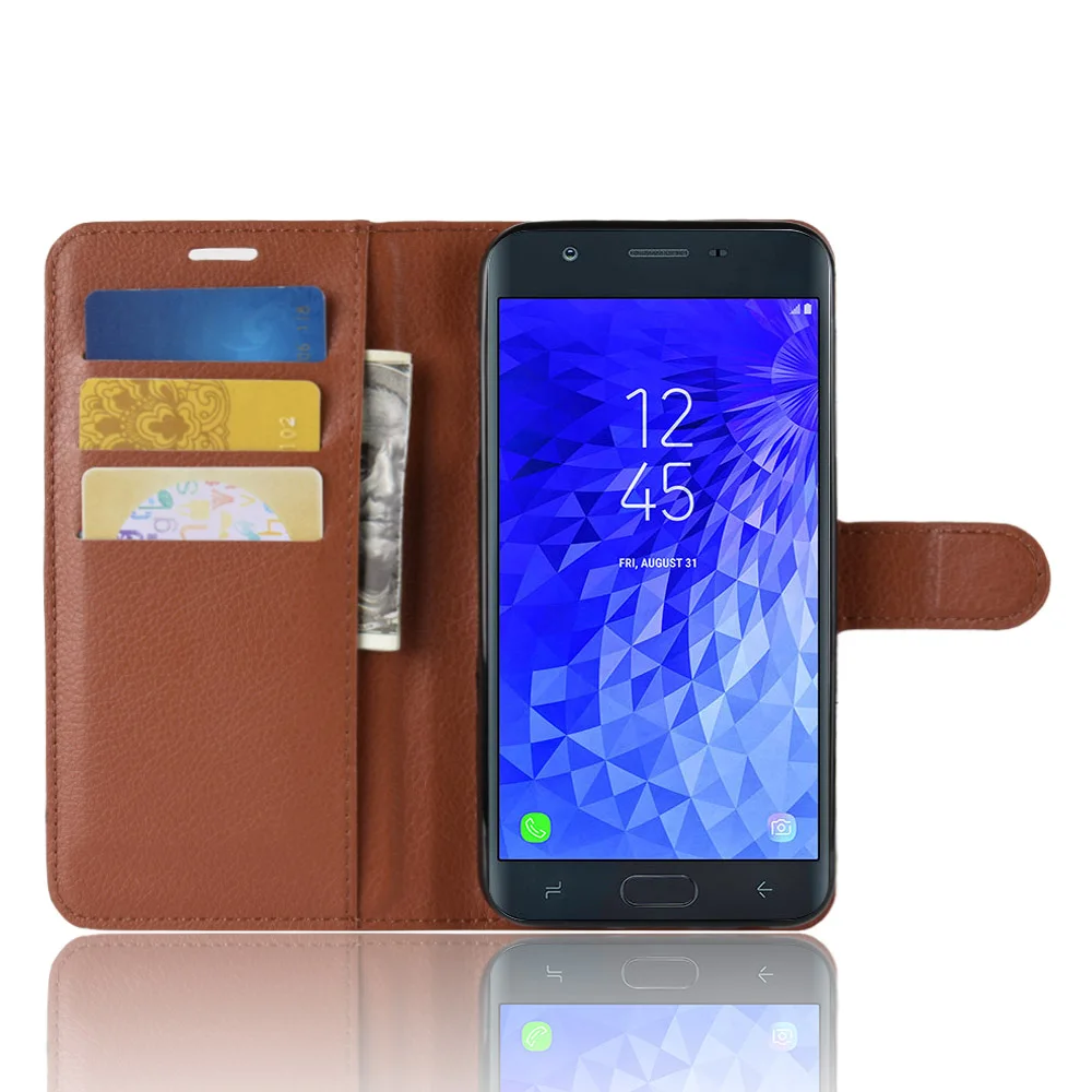Роскошный кожаный чехол-книжка baisxst для Samsung J7 2018 с подставкой чехол-портмоне