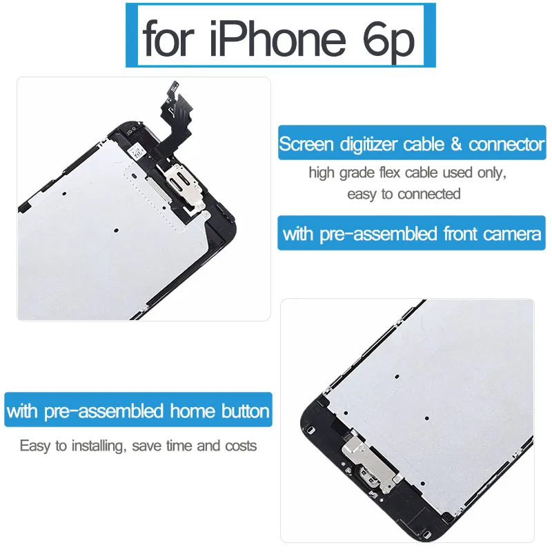 AAA+++ lcd полная сборка для iPhone 6 Сенсорное стекло дигитайзер Замена для iPhone 6S 5 5S 6plus модуль+ фронтальная камера кнопка домой