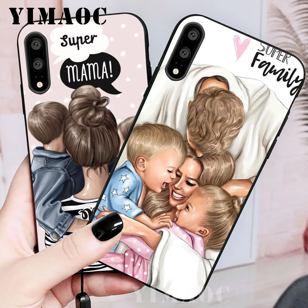 Super Mom Dad And Baby Soft Case for Huawei P8 P9 Lite Mini P10 P20 P30 Plus Pro P Smart Z 2019 |