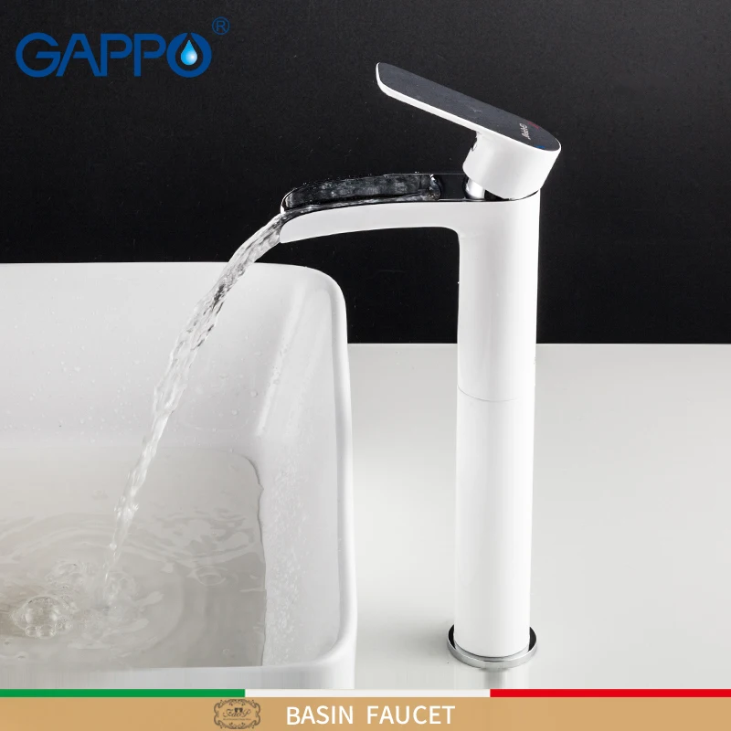 

GAPPO Tall basin faucets white basin sink faucet waterfall bathroom sink faucet mixer water taps deck mounted taps