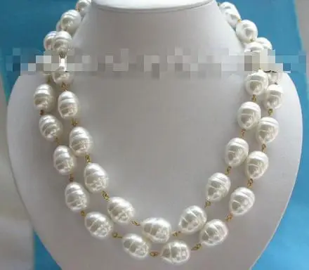 

Free shipping> 50 "15mm Baroque White South Sea Shell Pearl Necklace