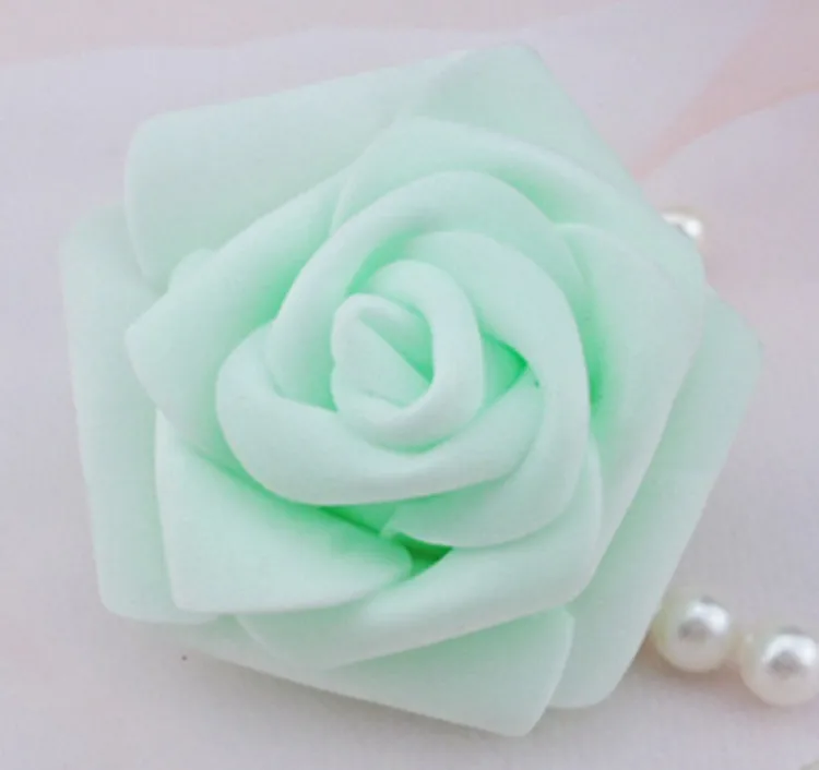 100 шт./лот 6 см поролоновые головки роз Искусственные Цветочные мятно зеленые