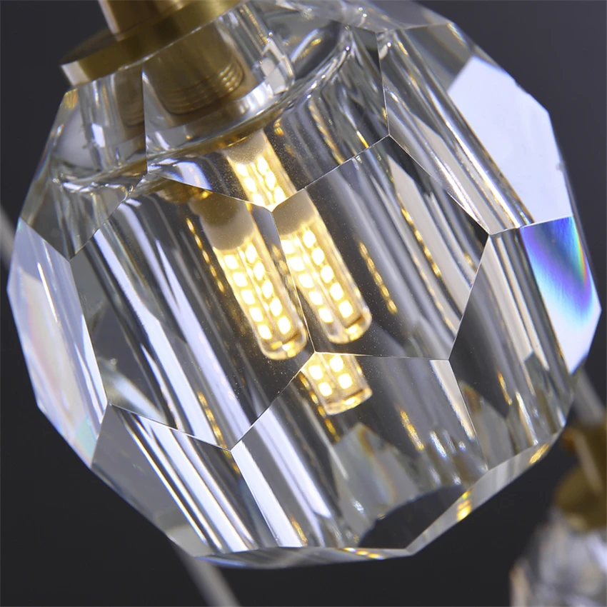 Современные хрустальные Медные подвесные светильники для бара ресторана