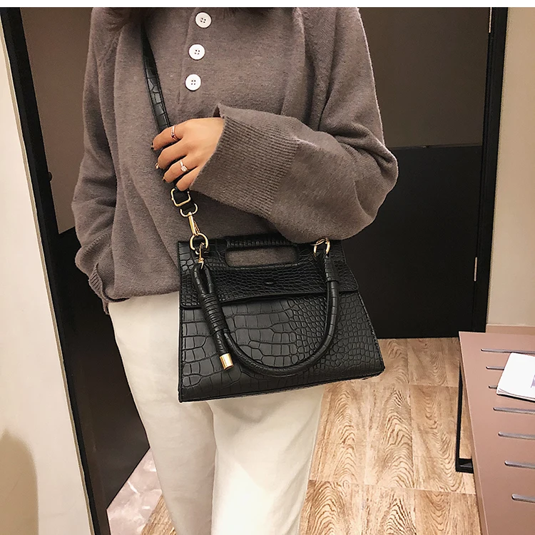 Европейская модная дама Tote Сумка новая качественная женская дизайнерская сумка из искусственной кожи с крокодиловым узором сумки через плечо