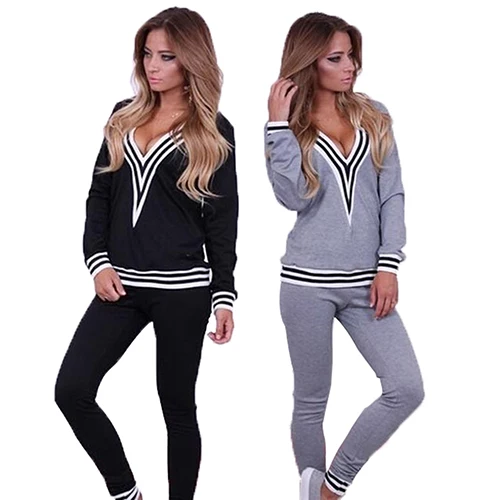Новое поступление Женский Повседневный Спортивный костюм с V-образным вырезом