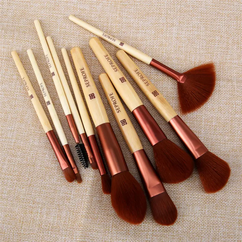 Профессиональный 10 шт./компл. бамбуковой ручкой кисти для нанесения макияжа