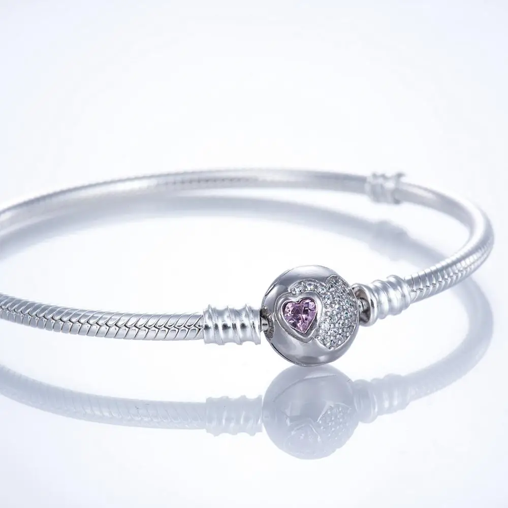 Браслет с розовым фотоэлементом браслеты из серебра 925 пробы JCL002|sterling silver bracelet|925