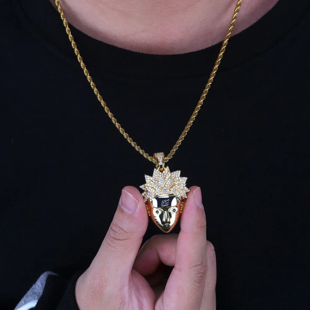 Наруто Узумаки индивидуальное подвесное ожерелье мужское ожерелье c Iced Out CZ цепи хип-хоп/панк золотого цвета Подвески Ювелирные изделия Подарки
