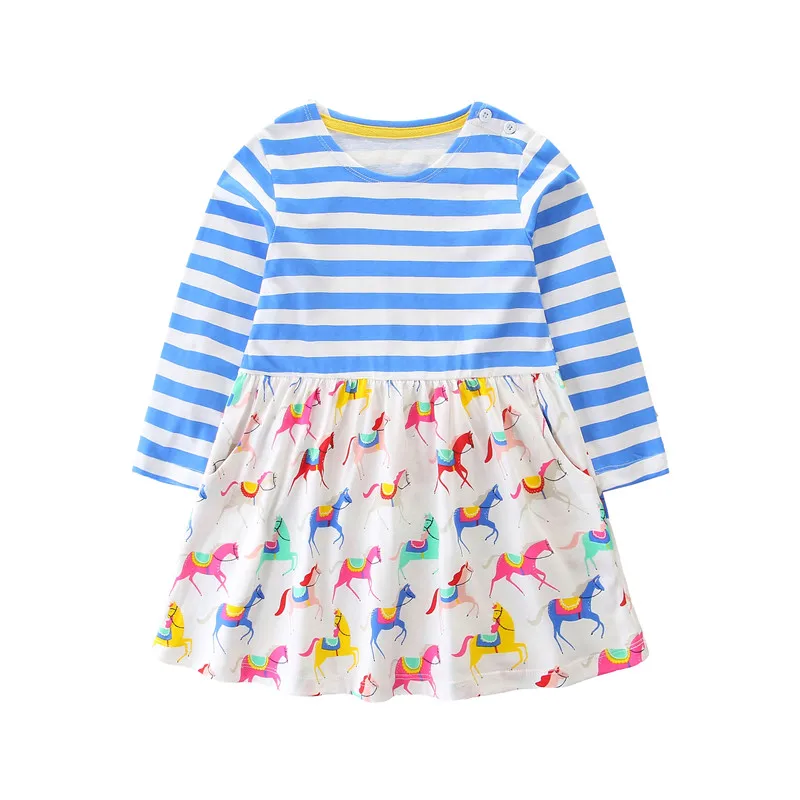 Новое поступление платья принцессы с изображением прыжков одежда для девочек