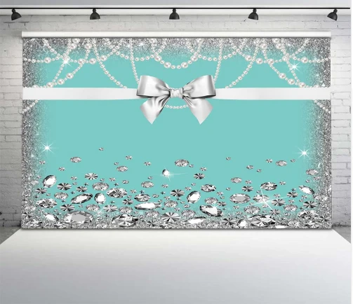 Фон для фотостудии 7 Х5 футов Тиффани цвет лук серебряные бриллианты свадебный