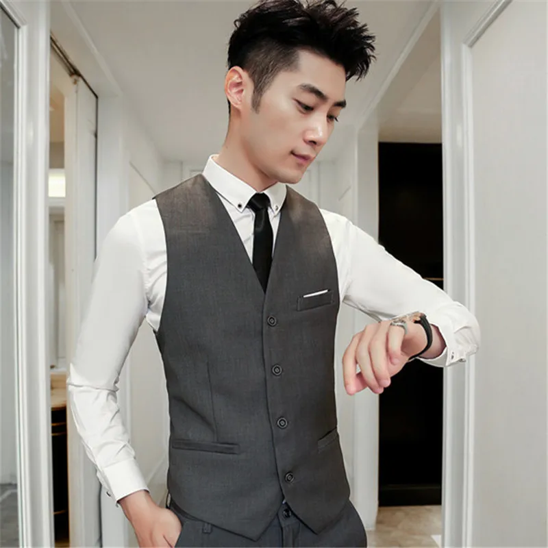 Деловой костюм жилет мужской тонкий v-образный вырез многоцветный жених