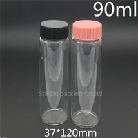 free shipping 10pcslot 37120mm 90ml screw neck glass bottle with plastic cap for vinegar or alcoholcarftstorage candy bottle