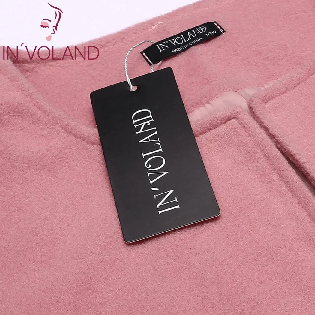 Женское шерстяное пальто IN'VOLAND однотонная куртка парка размера плюс с длинными