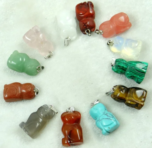 Натуральный камень кварц кристалл бирюзы халцедон кулон Кот для