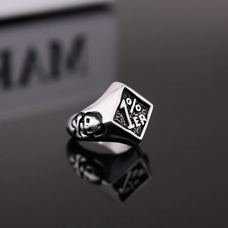 EVBEA Cool 316L Серебряный Байкер из нержавеющей стали 1% er череп кольцо мужские
