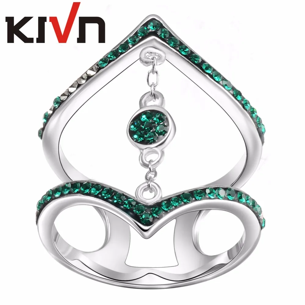 Женские модные украшения KIVN синие кристаллические кольца для свадьбы и помолвки