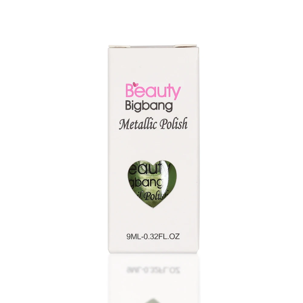 Beautybigbang 9 мл зеркальный эффект зеленый лак для ногтей металлический лак Великолепные Металлические Лаки стемпинг ногтей покрытие для дизайна ногтей