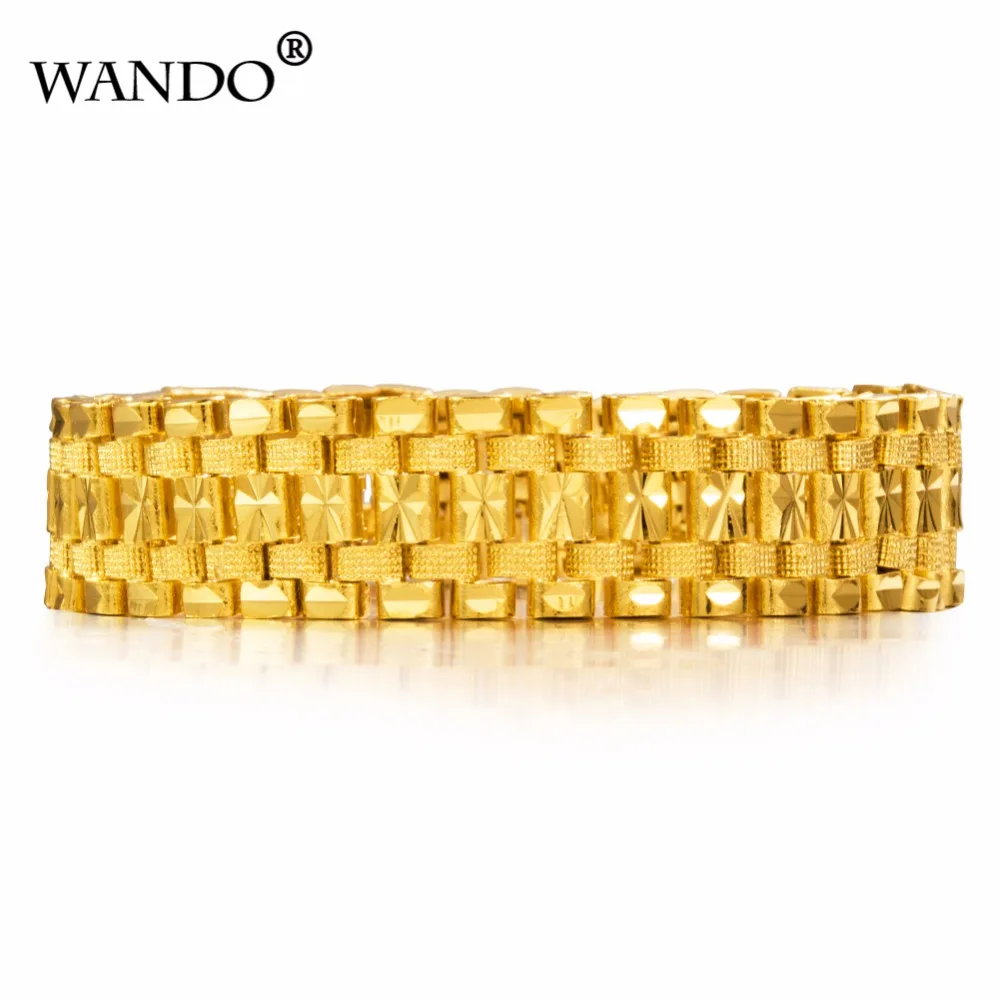 Wando, мужской браслет, толстая Золотая цепочка, звеньевые браслеты, 20 см, золотой цвет, массивный сетчатый браслет для мужчин, ювелирное изделие, B33