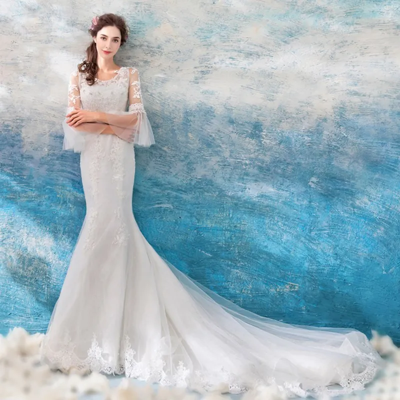 Ruthshen реальные фотографии принцесса платье русалки свадебные платья аппликации