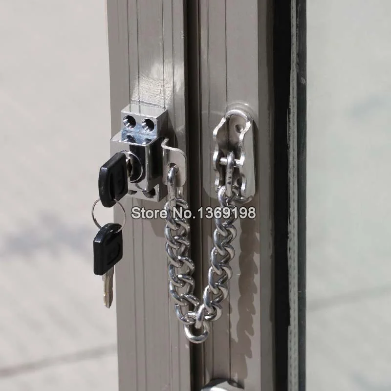

2PCS Stainless Steel Sliding Door and Window Locks Home Security Anti-theft Latch Lock Prevent Baby Open Window Limit Lock + Key
