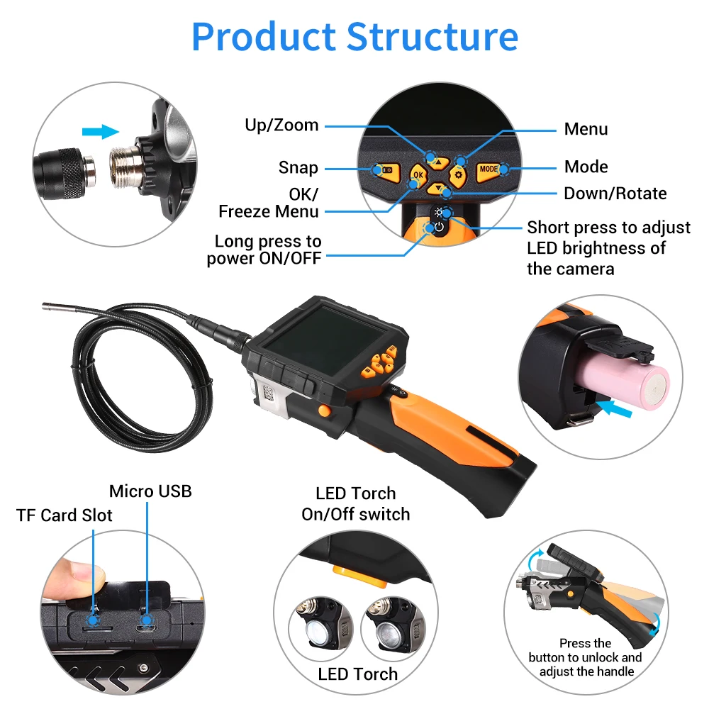 Eyoyo NTS300 5 мм 4 3 &quotцветной ЖК-дисплей монитор Новый эндоскоп для осмотра змеи