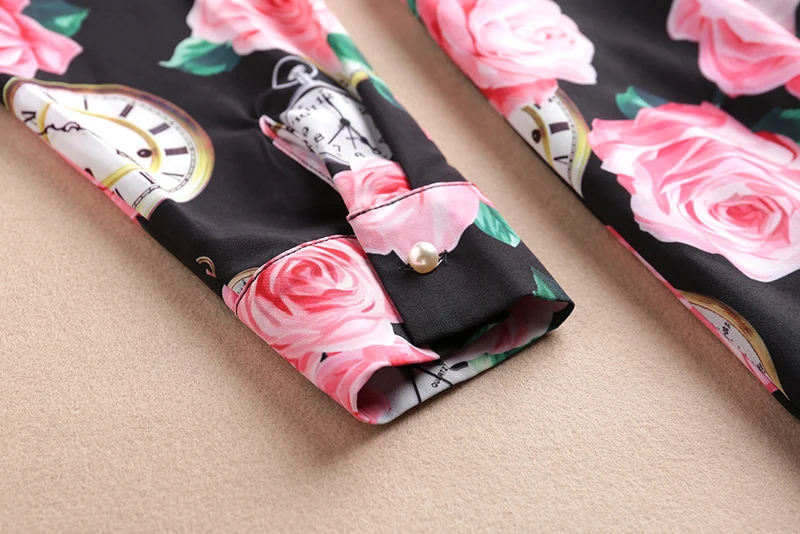 Женские 2019 подиумные платья с круглым вырезом и длинными рукавами цветочным